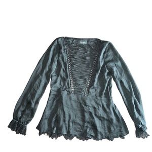 Black crisscross long sleeve top